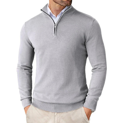 Herren Strickpullover Weich Reißverschluss Baumwolle