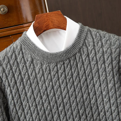 Herren Pullover Zopfstrick Wollmischung Warm