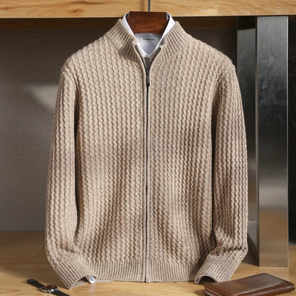 Herren Merino Strickjacke Reißverschluss Warm