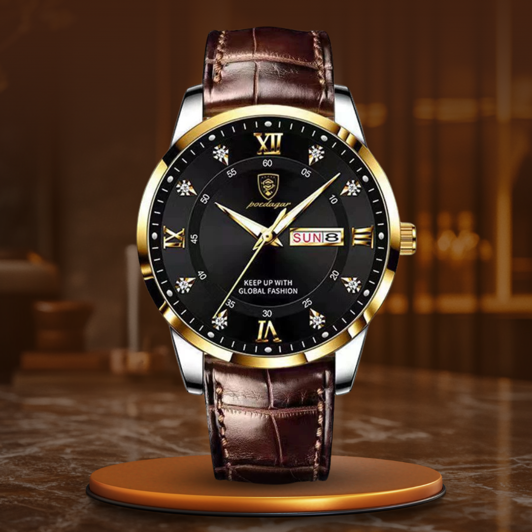 Herrenuhr Elegantes Design Lederband Schweizer Qualität - BerlinGlamour