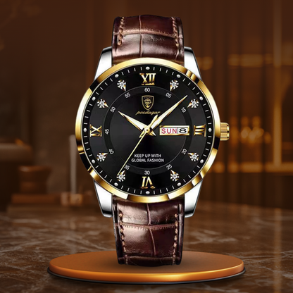 Herrenuhr Elegantes Design Lederband Schweizer Qualität - BerlinGlamour