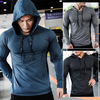 Herren Kapuzenshirt Atmungsaktiv Sportlich Schwarz