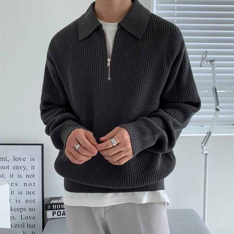 Herren Pullover mit Viertelreißverschluss - BerlinGlamour