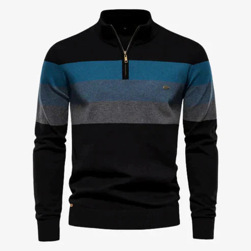 Herren Strickpullover Langarm Stehkragen Quarterzip - BerlinGlamour