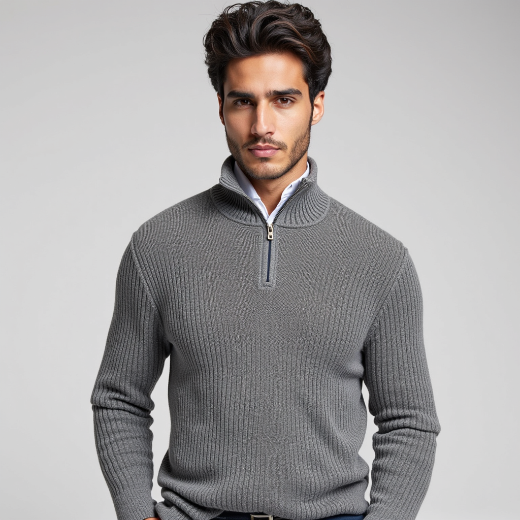Herren Strickpullover Warm Quarter-Zip Winter Pullover - BerlinGlamour