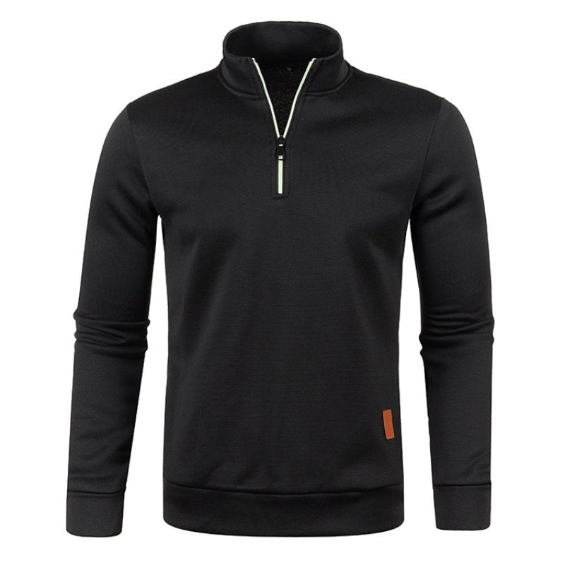 Herren Sweatshirt Langarm Hoher Kragen Quarter Zip Pullover - BerlinGlamour