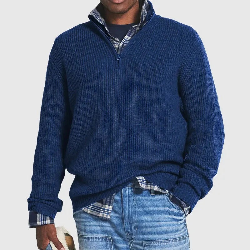 Herren Pullover Warm Halbzipper Strick - BerlinGlamour