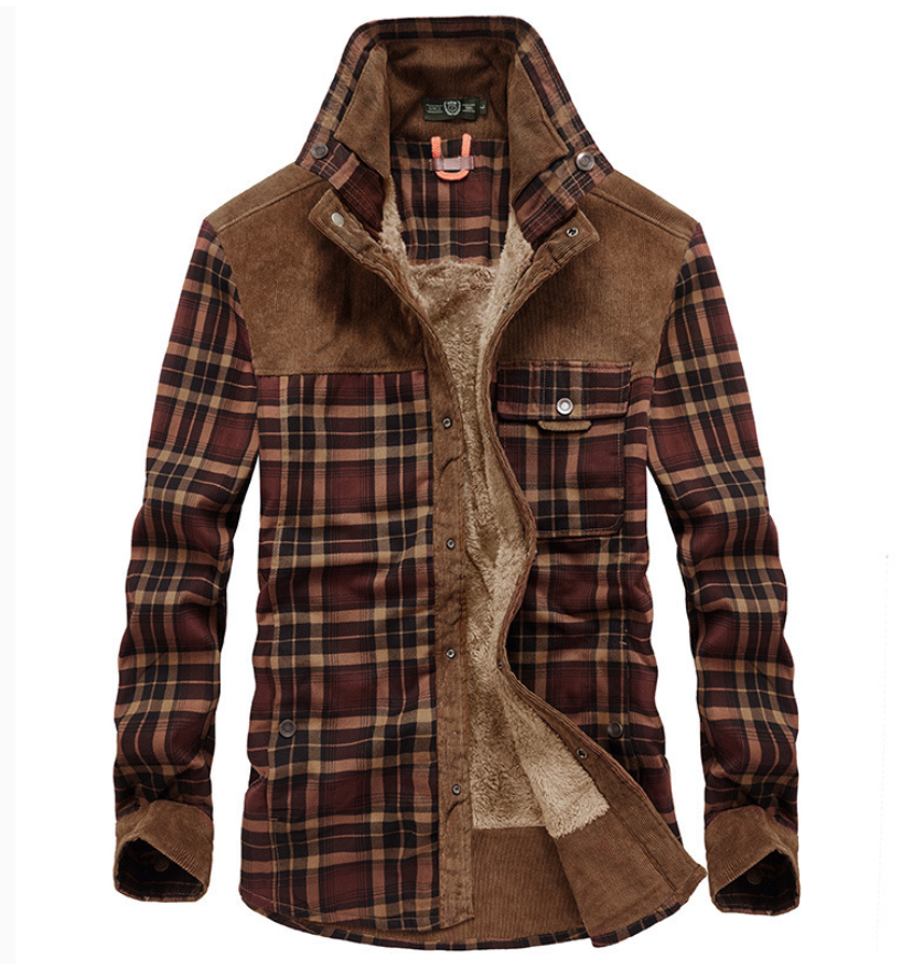 Herren Winterjacke Flanell Warm Stehkragen - BerlinGlamour