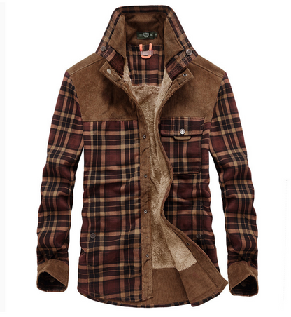 Herren Winterjacke Flanell Warm Stehkragen - BerlinGlamour