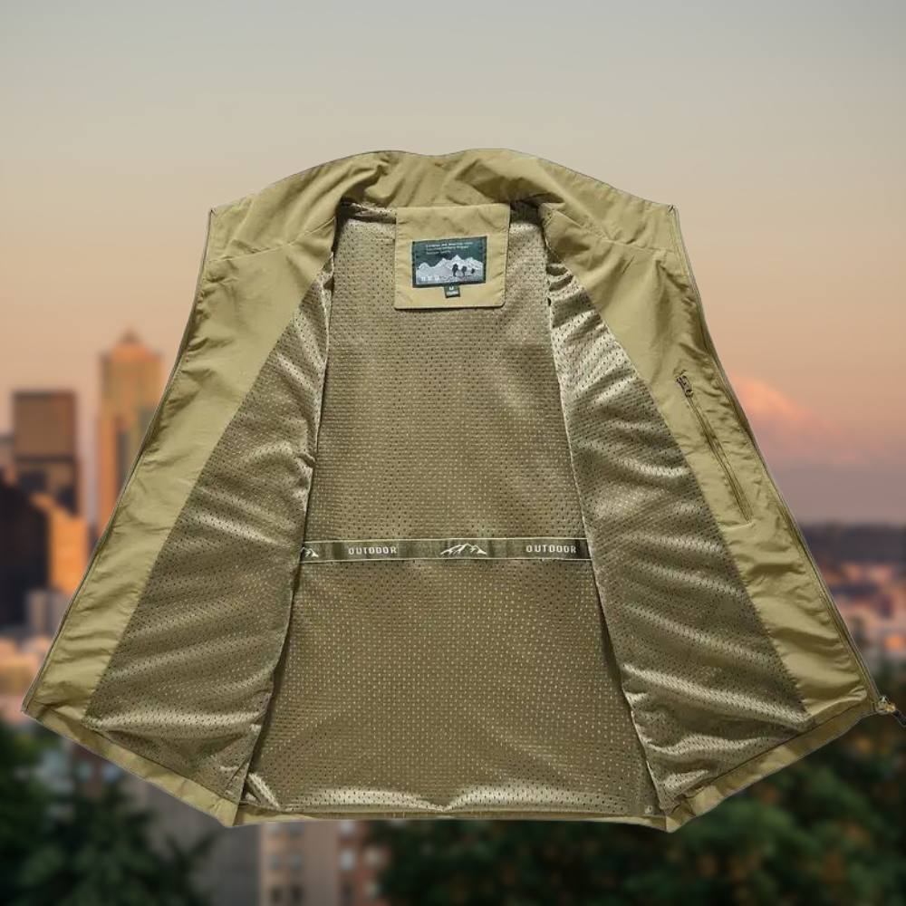 Herren Weste Reißverschluss Multi Taschen Funktionsweste