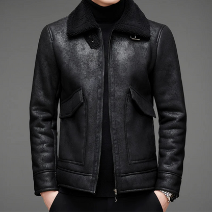 Lederjacke Herren Vintage Style Ledermantel Elegant