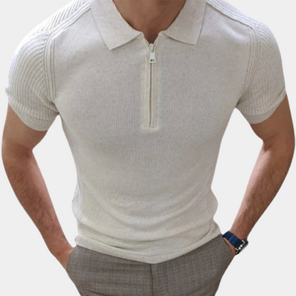 Herren Poloshirt Baumwolle Reißverschluss Casual Elegant