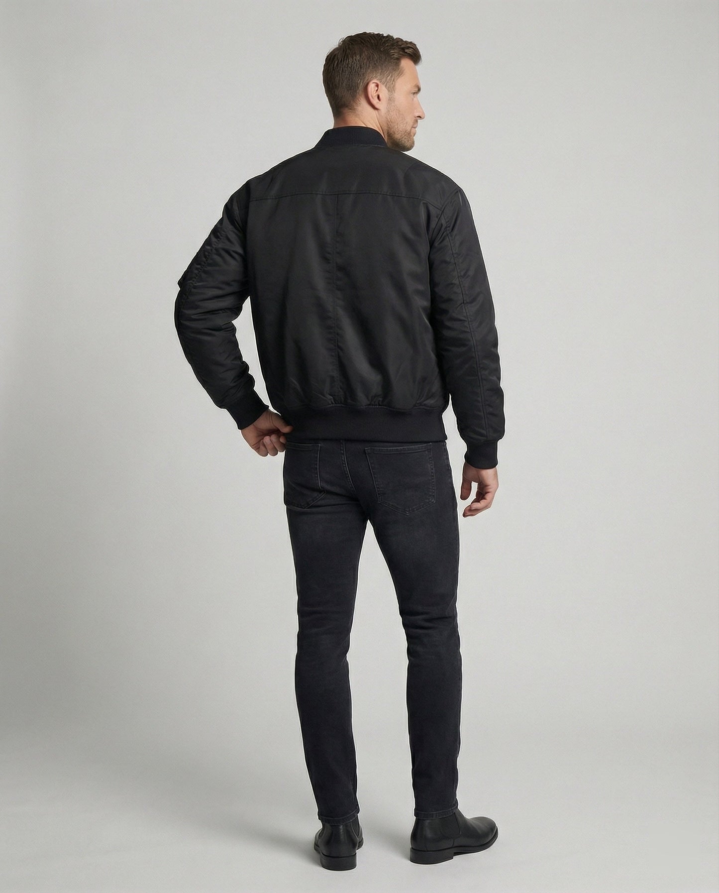 Herren Winterjacke Schwarz Gefüttert Bomberjacke Urban