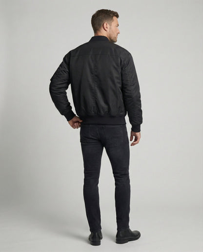 Herren Winterjacke Schwarz Gefüttert Bomberjacke Urban