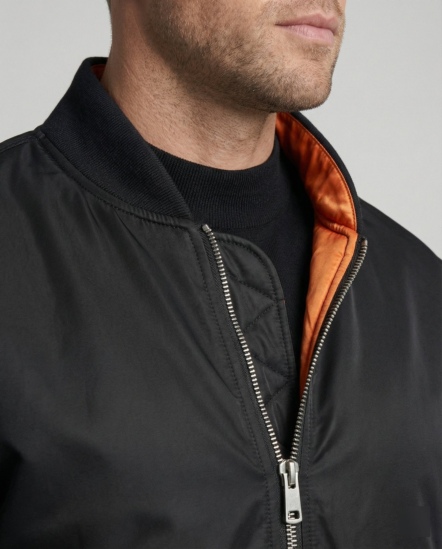 Herren Winterjacke Schwarz Gefüttert Bomberjacke Urban