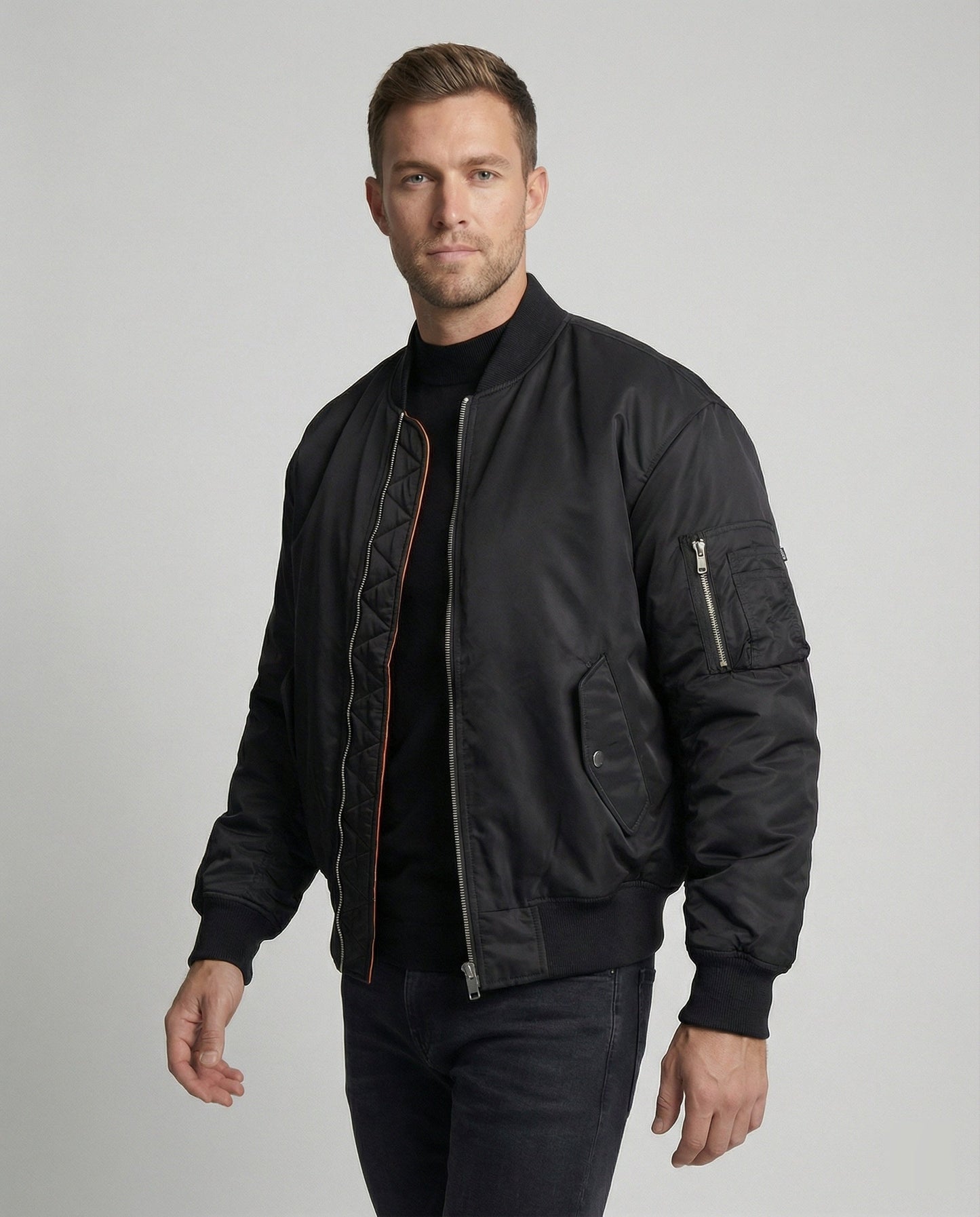 Herren Winterjacke Schwarz Gefüttert Bomberjacke Urban - BerlinGlamour