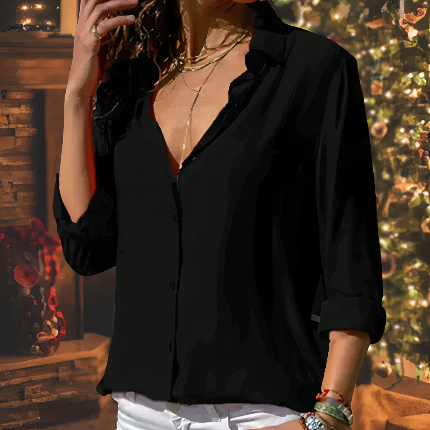 Elegante Damenbluse Chiffon Bluse Frauen Oberteil