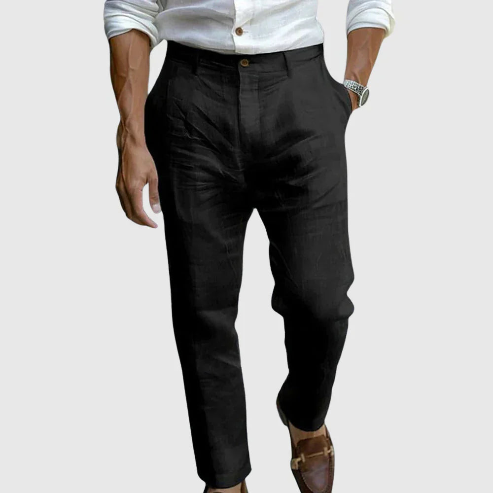 Herren Leinenhose Bequem Weite Bein Sommer