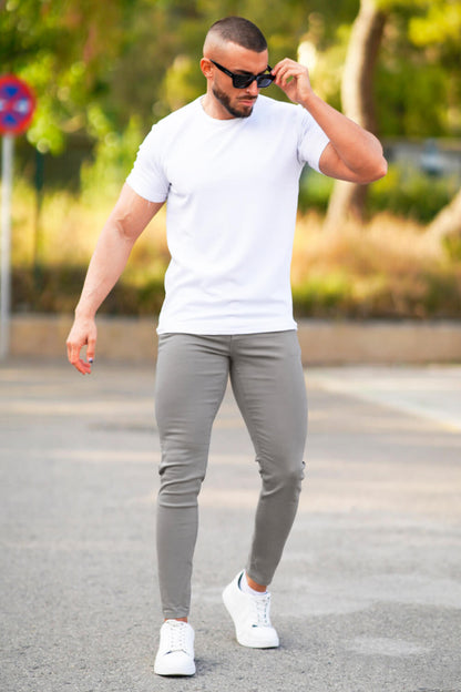 Schmale Herren Jeans Hellgrau Slim Fit