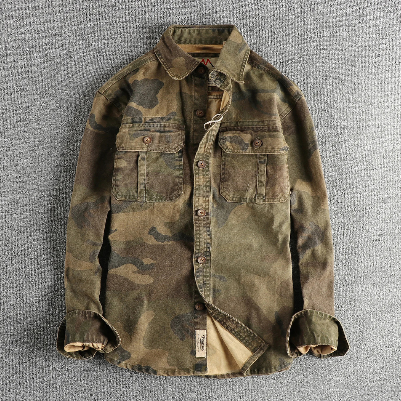 Herren Cargo Hemd Militärstyle Camo