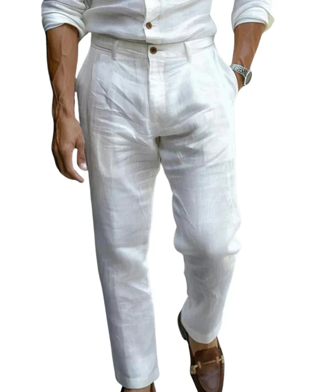 Herren Leinenhose Bequem Weite Bein Sommer - BerlinGlamour