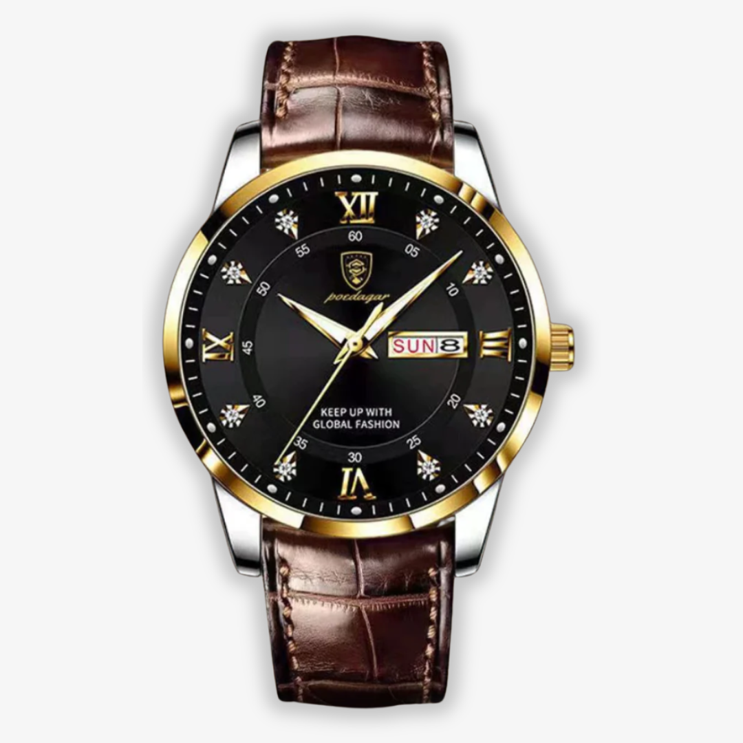 Herrenuhr Elegantes Design Lederband Schweizer Qualität