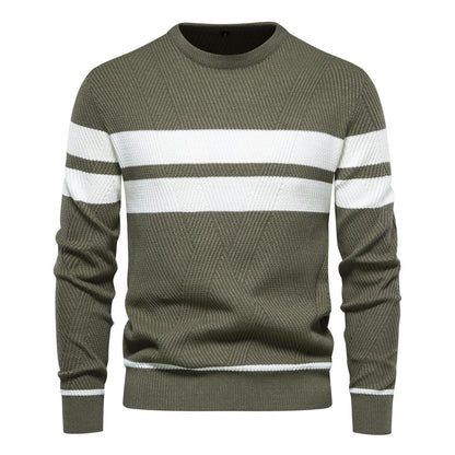 Herren Pullover Streifen Rundhals Klassisch - BerlinGlamour