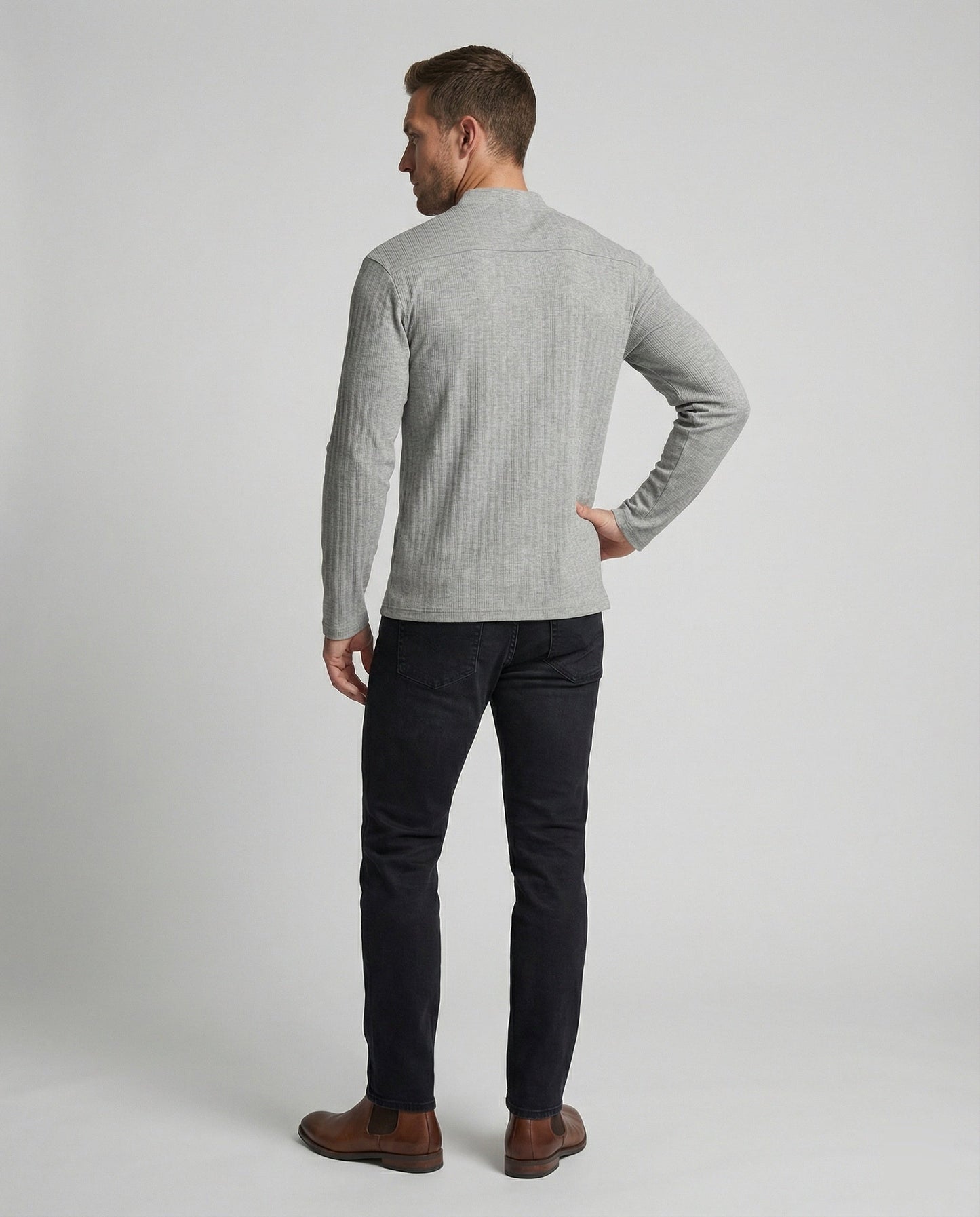 Herren Sweatshirt Old Money Look mit Kristallknöpfen Elegannt