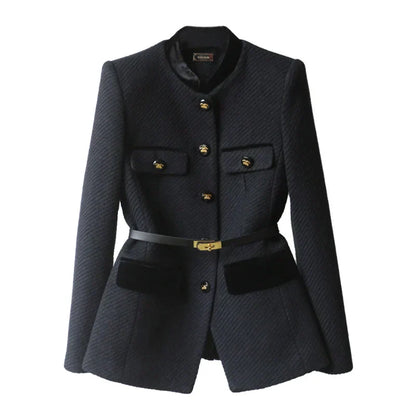 Klassischer Damen Wollmantel Elegant Lang