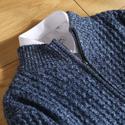 Herren Merino Strickjacke Reißverschluss Warm