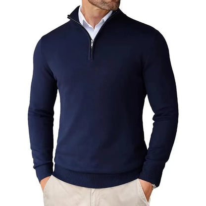 Herren Strickpullover Weich Reißverschluss Baumwolle