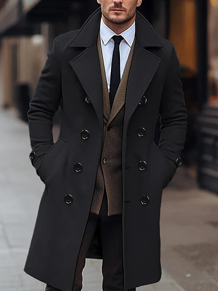 Herren Wollmantel Klassisch Warm für Herbst Winter