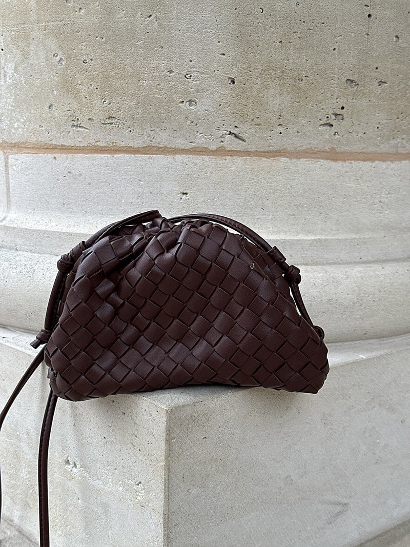 Kunstleder-Beuteltasche Damen Schultertasche Schwarz