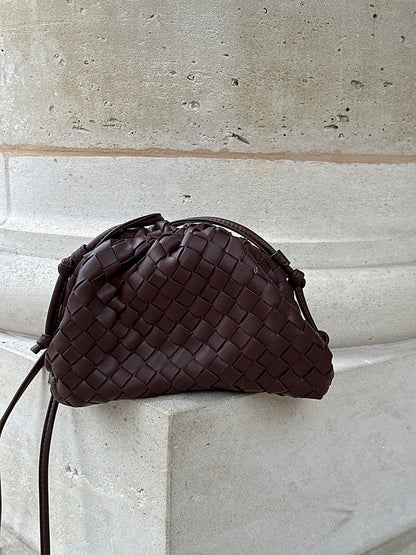 Kunstleder-Beuteltasche Damen Schultertasche Schwarz