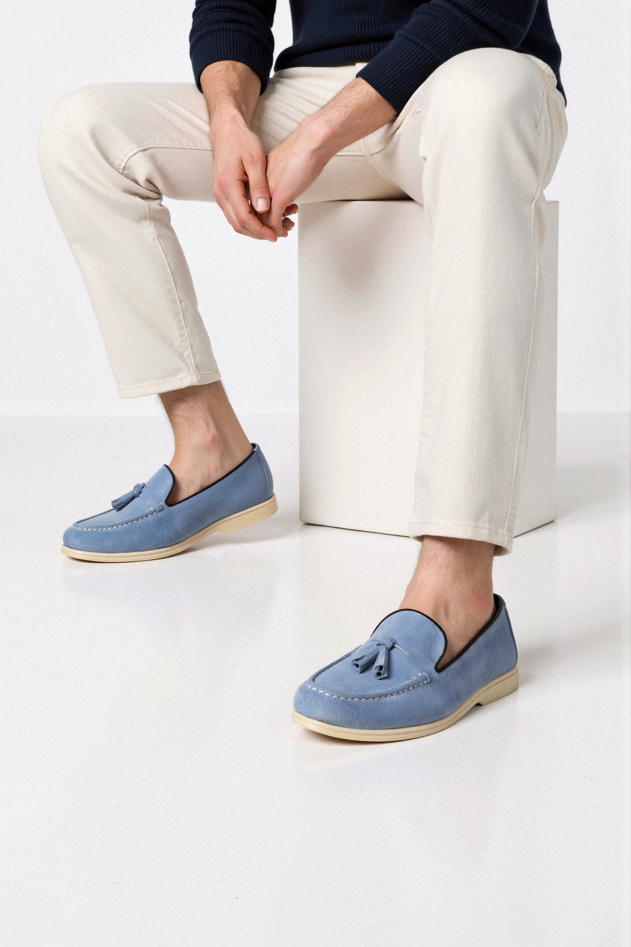 Elegante Beige Loafer Schuhe mit Quasten