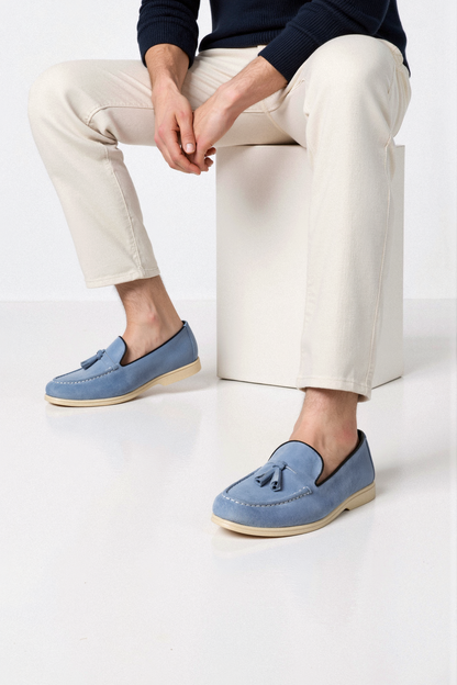 Elegante Beige Loafer Schuhe mit Quasten