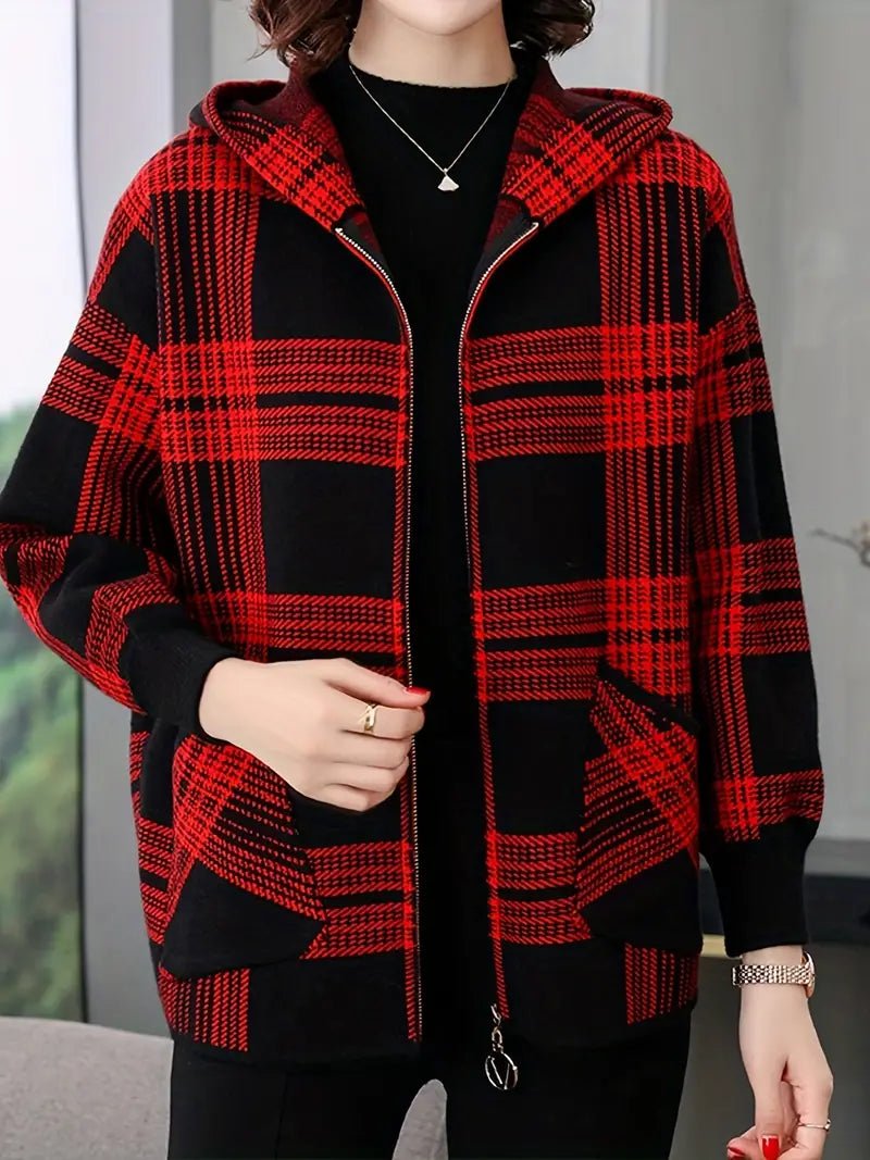 Ellvinna:  Stylish Graphic Print Zip-Up Hoodie