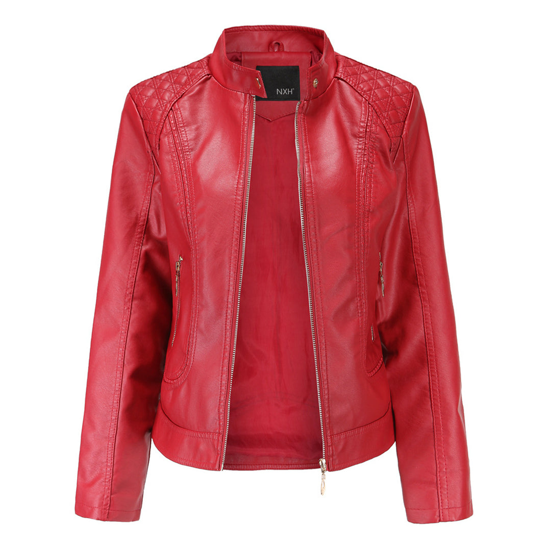Lederjacke Damen Elegant Schwarz Glänzend