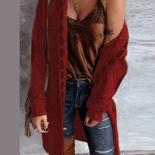 Modische Strickjacke mit Kapuze Damen Trendy