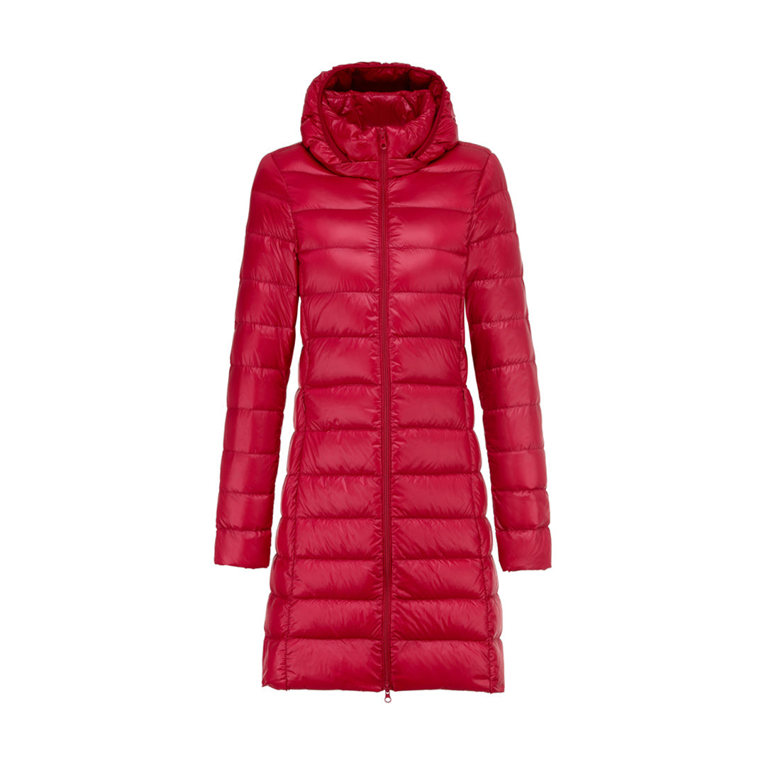 Damen Steppjacke Lang mit Kapuze Warm