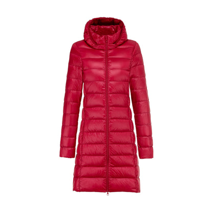 Damen Steppjacke Lang mit Kapuze Warm
