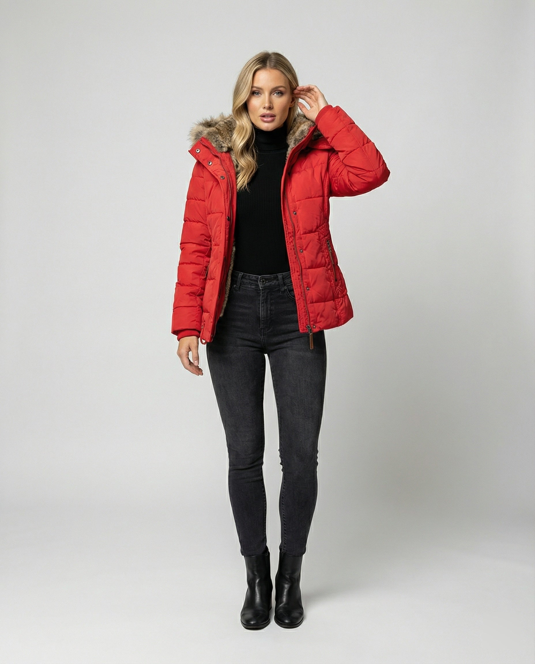 Modische Winterjacke Warm Gefüttert mit Kapuze - BerlinGlamour