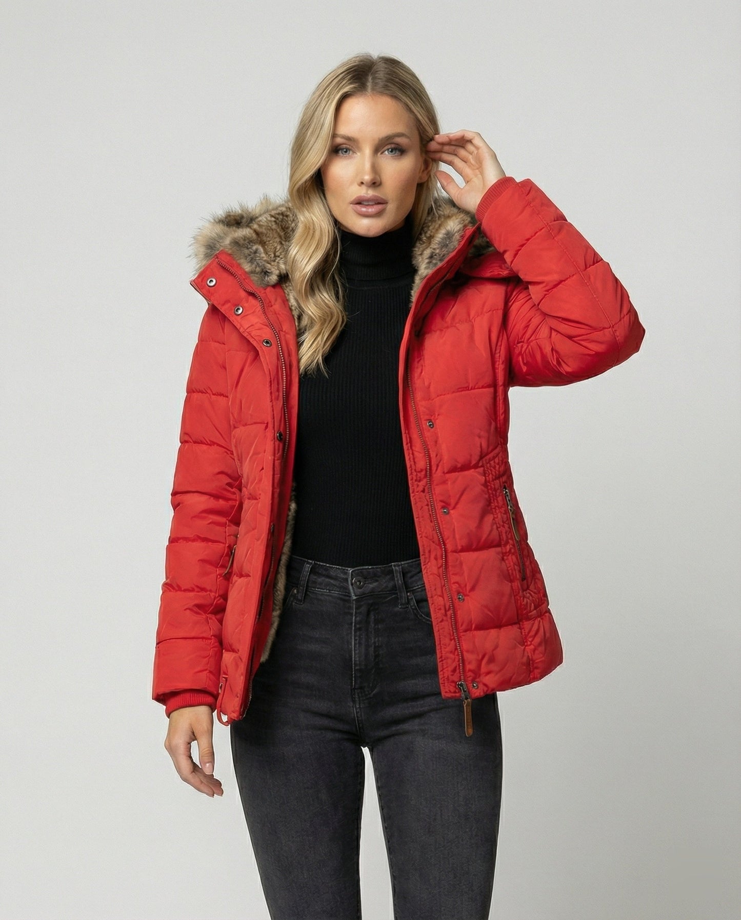 Modische Winterjacke Warm Gefüttert mit Kapuze