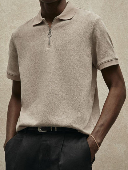Poloshirt Herren Strick Modern Reißverschluss