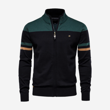 Reißverschluss-Pullover | Lässig | Gestrickt | Reißverschluss-Strickjacke | Herren-Strickjacke-Dunkelgrün-S-Chaps Herrenmode