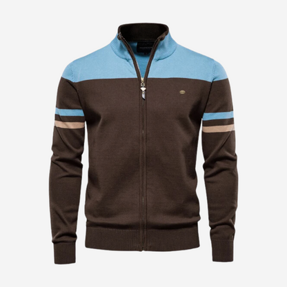 Reißverschluss-Pullover | Lässig | Gestrickt | Reißverschluss-Strickjacke | Herren-Strickjacke-Hellblau-S-Chaps Herrenmode
