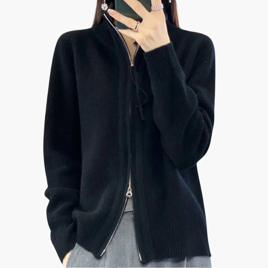 Reißverschluss Strickjacke für Damen 1