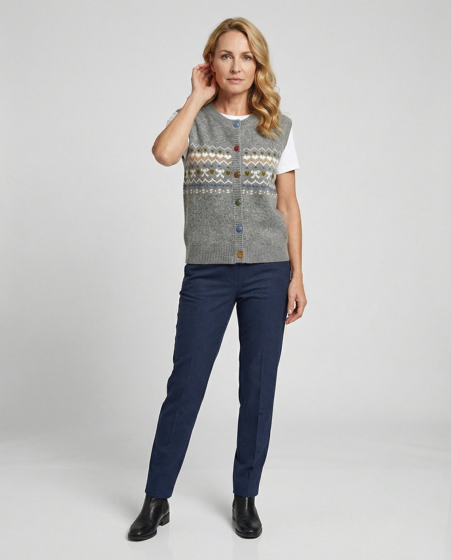 Damen Strickweste Oversize Retro Vintage Look