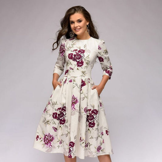 Elegantes Mittellanges Damenkleid Retro Stil - BerlinGlamour