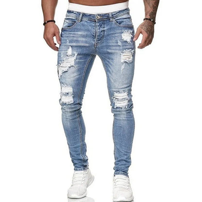 Herren Jeans Slim Fit Ripped Gewaschen - BerlinGlamour